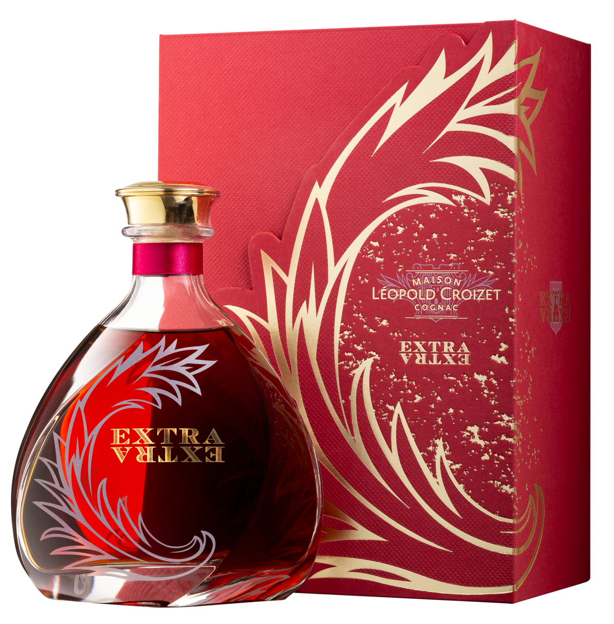 Cognac Léopold Croizet Extra avec coffret rouge Cognac Léopold Croizet Extra avec coffret rouge